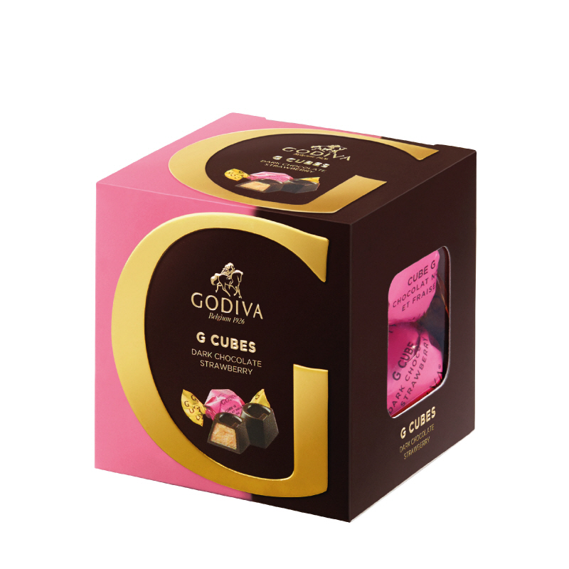 GODIVA G CUBE DARK CHOCOLATE STRAWBER